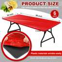 Boao 6 Pcs Disposable Plastic Tablecloth Parties Picnic Table Covers with Elastic Fitted Elastic Plastic Table Cover Rectangle Waterproof for Indoor, Outdoor, Picnic, Camping (Red,72 x 30 Inch)