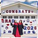 Landhoow 30 Pcs Graduation Car Magnets 2026 Senior Graduation Car Decoration Bumper Sticker Congrats Grad Magnet Magnetic Refrigerator Decal for Grad Parade Party Supplies(Red, Blue)