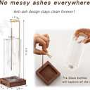 Ceremony Incense Holder, Wooden Incense Holder for Sticks with Glass Ash Catcher, Anti-ash Incense Burner with 20 Incense Sticks and a Ash Brush for Meditation Yoga Spa Room Decor
