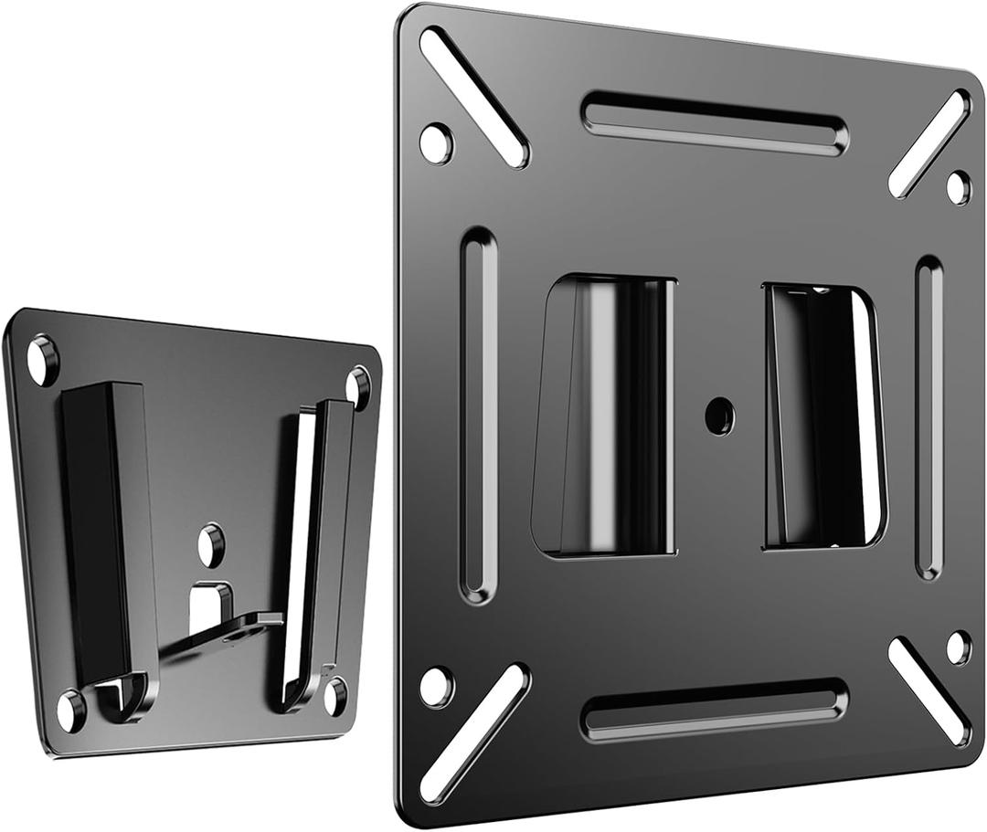 TETVIK Monitor Wall Mount Most 14-24 TVs Computer Universal Low Profile RV TV Wall Mount VESA Up to 100x100mm Max Weight 30lbs Fits 15 19 20 22 23 Inch Camper Small Monitor Mount Bracket