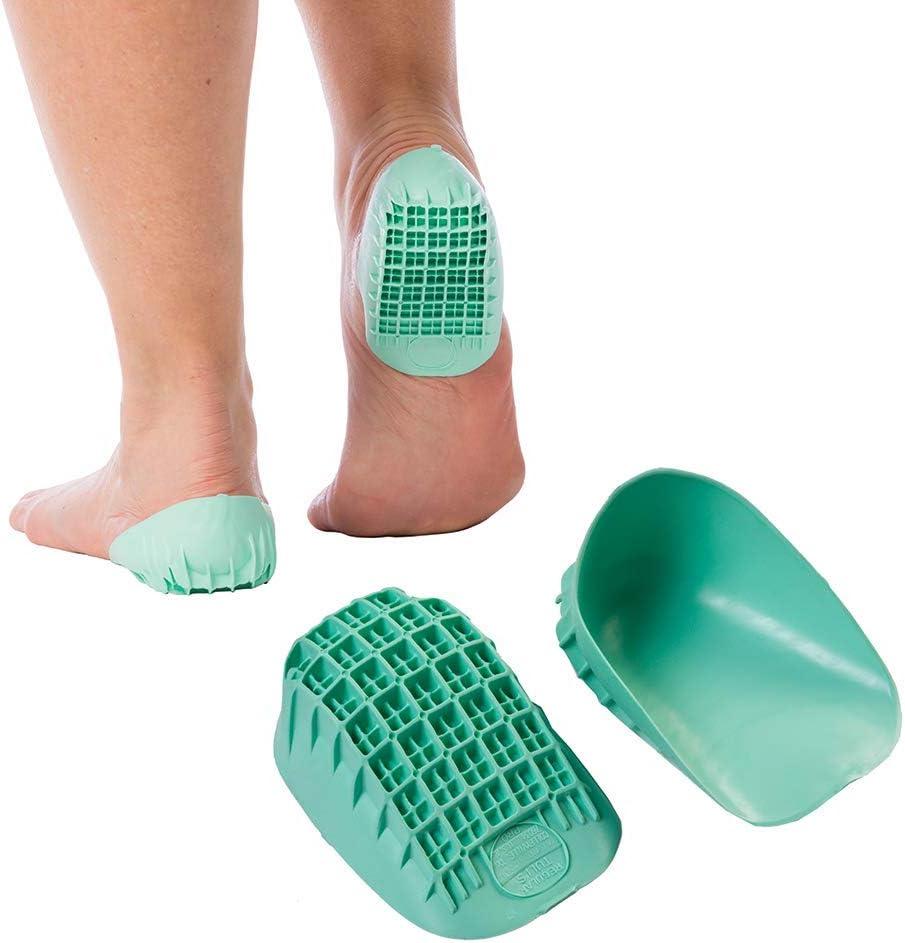 Tuli's Heavy Duty Heel Cups, Shock-Absorbing Cushion Insert for Plantar Fasciitis, Severs Disease, and Heel Pain, Green, 2 Pairs, Regular