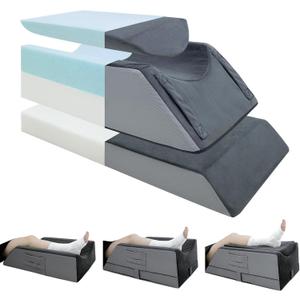 Leg Elevation Pillows for After Surgery,4-Height Adjustable Leg Elevating Pillow,Knee Surgery Recovery Equipment,Improving Blood Circulation,Ankle/Foot Surgery Swelling, Washable Cover (Single Leg (29"x13"x9.5"), Grey)