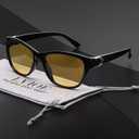 LVIOE Night Driving Glasses for Women with Polarized Anti Glare Yellow Lens, Classic Designer Sun Glasses UV Protection