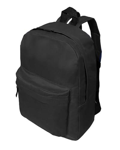 BOGGEUSS Black Basic School Canvas Backpacks for Boys Girls 15.6 Inch Travel Water Resistant Bookbag Black