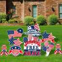 Hahood 9 Pieces Happy Veterans Day Yard Sign Decorations Waterproof Thank You Veterans Party Yard Signs with 18 Stakes Plastic Lawn Sign for Veterans Day Party Garden Lawn Outdoor Decor