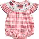 Baby Girl Easter Outfit Infant Bunny Smocked Bubble Romper Newborn Doll Collar Shirt Top Summer Toddler Clothes ( 6-12 Months)