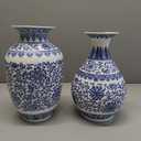 Maxcheck 2 Pieces Porcelain Blue and White Vase 9 Inch Chinoiserie Vintage Ceramic Oriental Vase Chinese Handmade Classic Flower Decor for Home Office Bookshelf Table