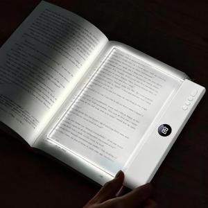 Flat Book Light, Rechargeable Clear LED Flat Reading Light with 3 Colors & Timer, Dimmable Panel Plate Book Lamp Full Page Light, Eye Protection, Book Lights for Reading at Night (White)
