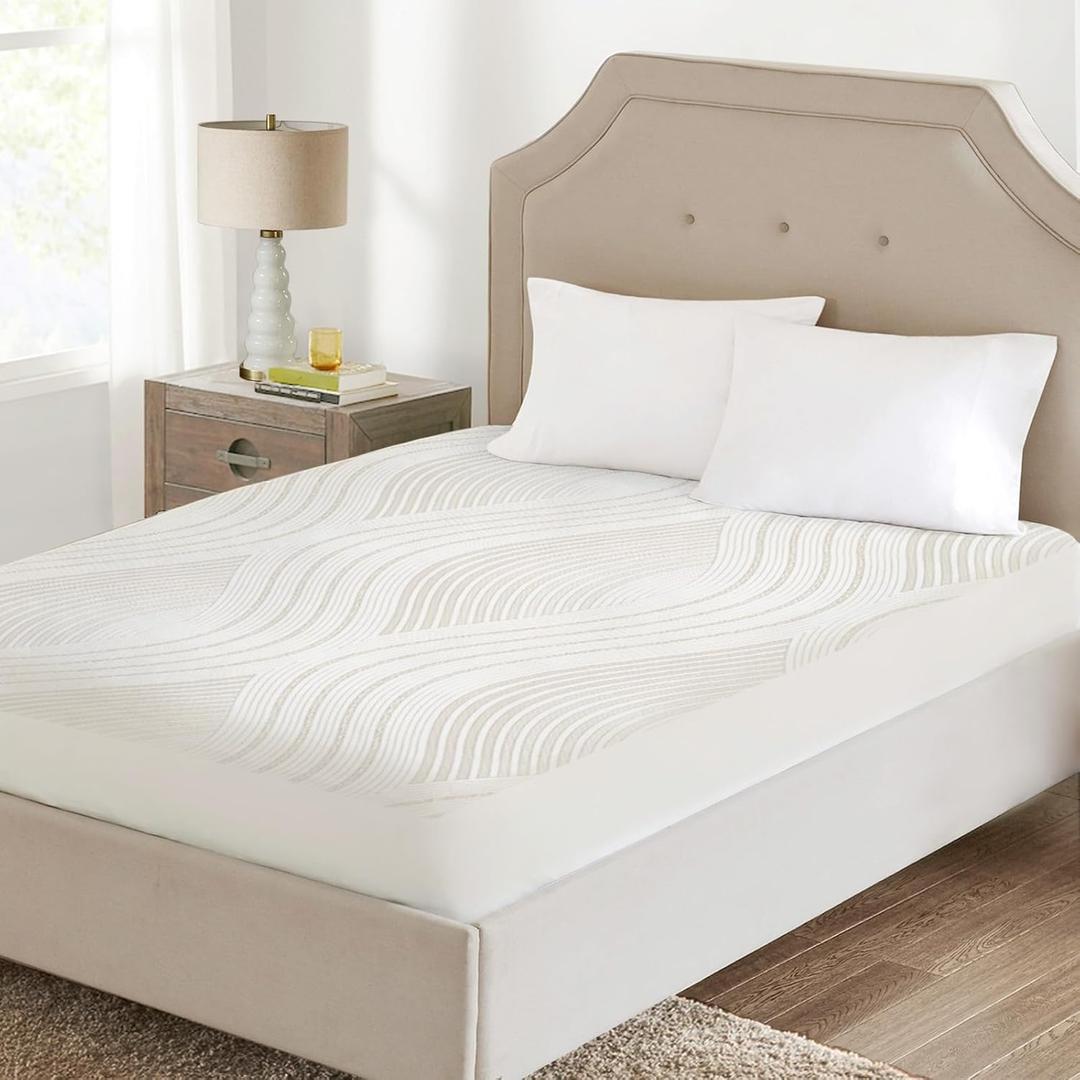 Blunique Electric Heated Mattress Pad Twin Size Single Control Bed Warmer, Deep Pocket, 10-Hour Auto Off, Machine Washable, 3D Air Layer Fabric, 39"x75", Gold