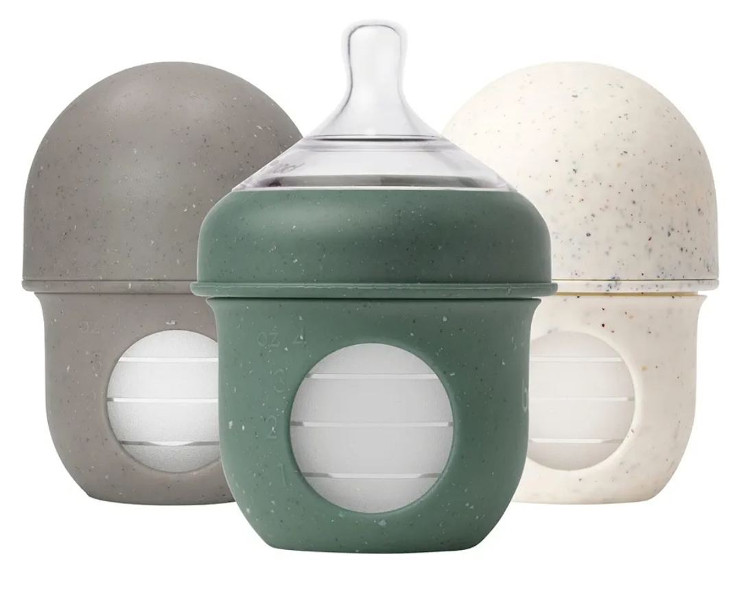 Boon Nursh Bottles  Silicone Baby Bottles Help Ease Colic Symptoms  Formula and Breast Milk Only Touch FoodGrade Silicone  Slow Flow  Speckle Green  4 Ounce
