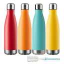 MEWAY 17oz Sport Water Bottle Vacuum Insulated Stainless Steel Sport Water Bottle Leak-Proof Double Wall Cola Shape Water Bottle, Keep Drinks Hot & Cold (4 Pack, MIX)