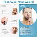 BLITZWAX Back and Nose Waxing Kit for Men, Hard Wax Warmer for Brazilian, Body and Face, At Home Hair Removal Kit, Beginner Friendly, Quick Heating, 93 Accessories, Royal Blue