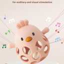 ChooKaChoo 2-in-1 Baby Teething Rattle Toy, Sensory Grasping Teether for Infants 3-12 Months, 100% Food-Grade Silicone, Easy to Hold, Soothing & Developmental, BPA Free, Easter Gifts (Pink)