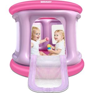 Bounce House,Ball Pit for Toddlers, Inflatable Bouncy House with Pump,Indoor&Outdoor Baby Bouncer with Safety Net,30 Pit Ball,Mini Bubble Bounce House for 2 Toddlers 1-3