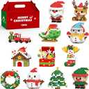 Moizoe 12 in 1 Christmas Micro Building Blocks Set, Santa Claus Reindeer Snowman Tree Mini Building Toys, Christmas Stocking Stuffers, Fun Family Christmas Birthday Gift Idea