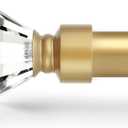 Orger Gold Curtain Rod with Crystal Ends, 30-68 Inches, Modern Diamond Design, 1 Inch Diameter