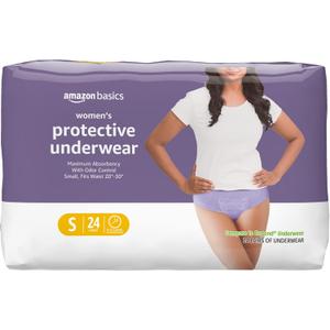 Amazon Basics Incontinence Underwear for Women, Protective, Disposable, Postpartum, Maximum Absorbency, Small, Lavender, 24 Count