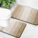 OLANLY Bathroom Rug Set 2 Piece, Soft Absorbent Microfiber Bath Mats and U-Shaped Contour Toilet Rug, Non-Slip, Machine Wash Dry, Plush Shaggy Bath Mats for Bathroom (30"x20"+24"x20", Tan)