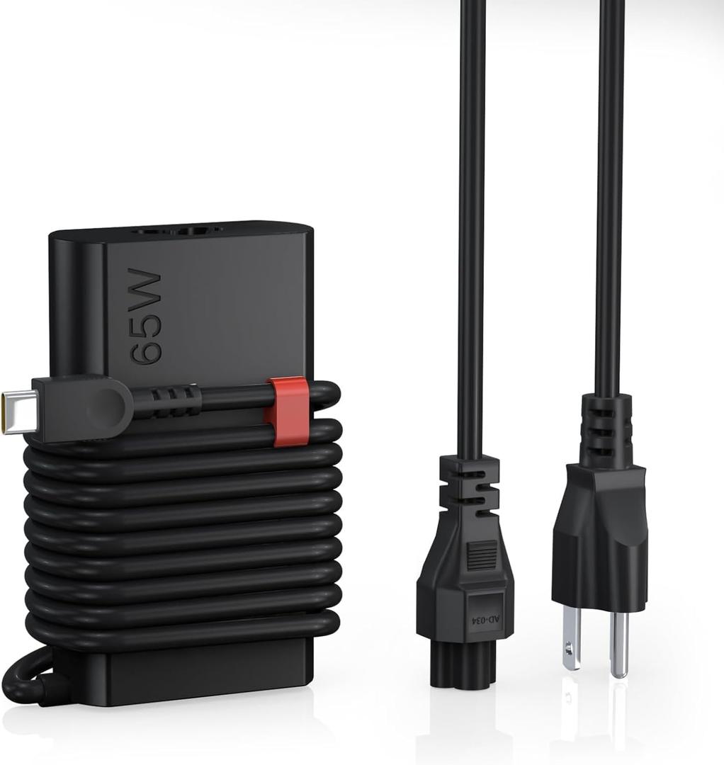 65W USB C Laptop Charger for Lenovo Laptop Charger Compatible with Lenovo ThinkPad/Yoga/ThinkBook L580 L590 E580 P43S P53S with Power Cord
