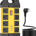 HHSOET Outdoor Weatherproof 8 Outlet Power Strip, IPX6 Waterproof Surge Protector, 2 USB-A 1 USB-C Ports, 6 FT Extension Cord for Outdoor Patio Garden Porch Garage (Yellow)