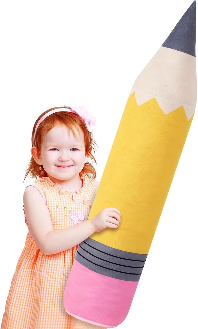 30" Pencil Crayon Shaped Plush Pillow Large Stuffed Cute Classroom Pillow Teacher Stuff for Classroom Cushion for Reading Room Decoration Christmas Plush Back to School Gift(Pencil)