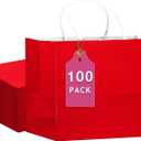 qiqee 100PCS Large Gift Bag with Handles Bulk 13"x4.5"x10" Gift Bags Red Multiple Uses (32x11x25cm,Wide Large)