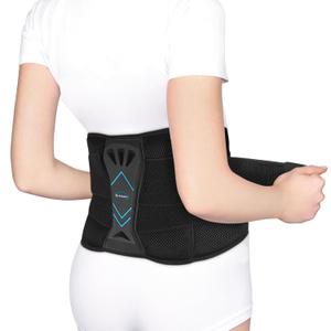 Dr. Scholl's Adjustable Compression Back Support with Massaging Gel, Breathable Fabric, Shock-Absorbing Back Brace, Built-in Gel Padding & Support (Size L/XL)