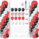 2 Sets Balloon Column Stand Kit with 100 Balloons Adjustable Balloon Tower Stand with Bases for Floor Blue Gold Balloon Arch Column for Birthday Wedding Anniversary Graduation Party (Black Red)