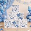 Tenceur 6 Pcs Last Toast on The Coast Bachelorette Party Decor Boxes Coastal Beach Blue Bow Seashell Paper Boxes 11.8'' Ocean Under The Sea Photo Booth Prop for Baby Shower Birthday Bachelorette Party