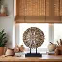 Small Wood Colour Minimalist Round Statue Above Cabinet Decor Kitchen,Modern Decorative Sculpture Home Decorations for Living Room Coffee Table,Office Decor Items,Center Pieces Decoration (Brown)