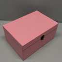 Large Bamboo Storage Box with Removable Tray Kit - Decorative Box Set, Glass Jars, and Accessories Wooden Storage Kit and Accessories Tool.Birthday Gifts. (Pink)