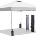 GDY 10x10 Pop Up Canopy Tent, Outdoor Gazebo with 4 Sandbags, Easy Up Canopy with 3 Adjustable Heights for Events, Parties, Camping, White.