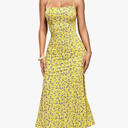 Floerns Women's Summer Blackless Floral Print Halter Neck Midi Dress
L