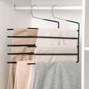 Nature Smile Pants Hangers 3pack, Heavy Duty Multi Layers Space Saving Slack Hangers,Non Slip 5 Tier Open-Ended Pants Hanger Closet Storage Organizer for Garden Flags Trousers Jeans Scarf