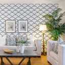 5 x Safiyya 393" x17.7" Wavy Wallpaper Blue and White Wall Paper for Bathroom Peel and Stick Wallpaper Geometric Stripe Removable Modern Contact Paper for Bedroom