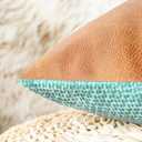 CaliTime Throw Pillow Covers Pack of 2 Soft Faux Leather Solid Dyed Cross Chenille Cushion Cases for Couch Sofa Home Decoration 18 X 18 Inches Light Teal Green