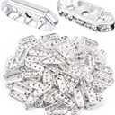 BronaGrand 100pcs Silver Rhinestone Spacer Bars 3 Holes Crystal Spacer Beads Connector Loose Beads for DIY Multi Strand Bracelet Jewelry Making, 17.5x7mm