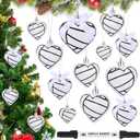 Jenaai 15 Pcs Ball Ornaments for Christmas Tree Heart Shape Sports Ornament Ball with Marker Pen Xmas Tree Hanging Decorations Gift Keepsake for DIY Craft Team Player Sports Holiday (Volleyball)