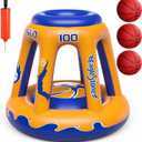 EagleStone Inflatable Floating Basketball Hoop - 47" Pool Toy for Kids Ages 4-8 & 8-12, 3 Basketballs/Pump, Summer Outdoor Water Game, Yellow
