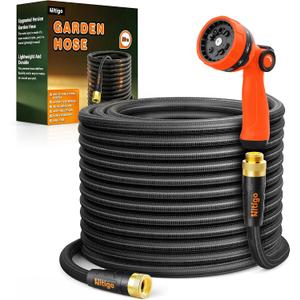 Nitigo Ultra Lightweight Garden Hose 50 FT, Non-Expanding Flexible Water Hose with 10-Function Sprayer, Kink-Free, Nylon Outer Layer, Burst 280 PSI for Outdoor Gardening, Pet Bathing (3/4" GHT)