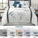 LANCO MODERN LIFESTYLE White Queen Comforter Set, 7 Pieces Bed in a Bag, Elegant Floral Leaves Embroidery, Soft and Lightweight All Seasons Bedding Set, Bedskirt, Pillow Shams, Decor Pillows