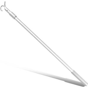 Telescoping Pole with Hook, Curtain Pull Rod, 13" - 24" Blind Stick for Cordless Window Blinds, Blackout Roller Shades, Cellular Shades, Honeycomb Blind, Horizontal Window - Blinds (Silver)