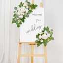 WEIERYUE(Pack of 2 Artificial Flowers Decorations, Wedding Flowers, Wedding, Banquet, Party, Reception Entrance Welcome Sign and Background Decoration(White)