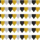 6p Banner Metallic Foil Fringe Wall Hanging Tinsel Fringe Banners backdrop for Parade Floats Garland Wedding Parties Graduation New Year Retirement Anniversary Party Decorations(Black Gold Silver)