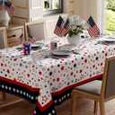 Stars America Independence Day 4th of July Memorial Day Patriotic Tablecloth Rectangle Washable Table Covers for Home Party Decorations 60x84 Inch