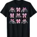 Monster Truck 4 Wheeler Offroad Girl Coquette Bow Pink Mom T-Shirt (S, Black)