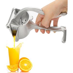 Bar Juicer, Fruit Juice Handheld Press Squeezer With Seed Filter, Heavy Duty Aluminum Alloy Hand Manual Extractor for Single Citrus Orange Pomegranates Apple Fruit Lemon Lime (Silver - 8 inch)