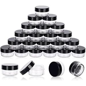 5 Gram Sample Containers with Lids, 11 Count 5ML Sample Jars, Empty Cosmetic Containers with Lids, Small Makeup Travel Containers for Glitter, Lotion, Cream, Beads, with Labels, Mini Spatulas