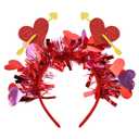 2 x Valentines Day Headband for Kids Hearts Red Headbands for Girls Pink Glitter Cupid Costume for Women Valentine Decoration(Big)