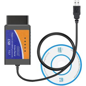 WUKUR ELM327 OBD2 USB Adapter Compatible for Scan F150 F250 with Automatic (MS/HS) CAN Switching,OBDII Diagnostic Scan Tool Car and Light Truck Check Engine Light for Ford Lincoln Mazda Mercury